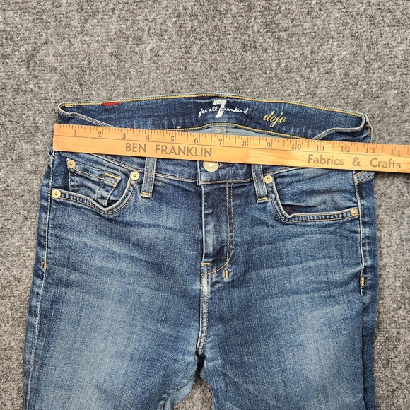 7 For All Mankind Dojo Jeans Womens 25 Blue Wide Leg Flare Stretch Denim - Picture 6 of 10